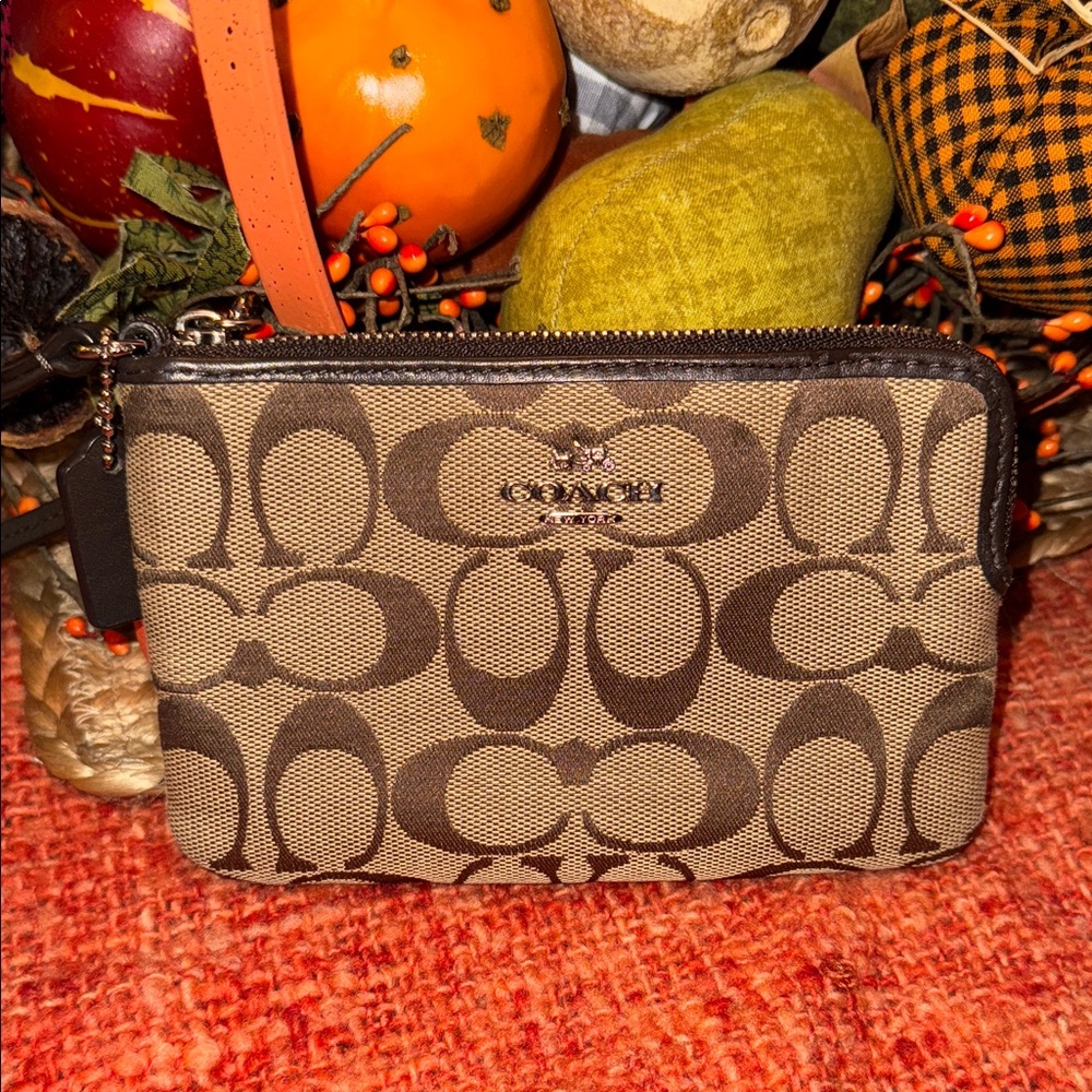 Coach Brown Signature Wristlet